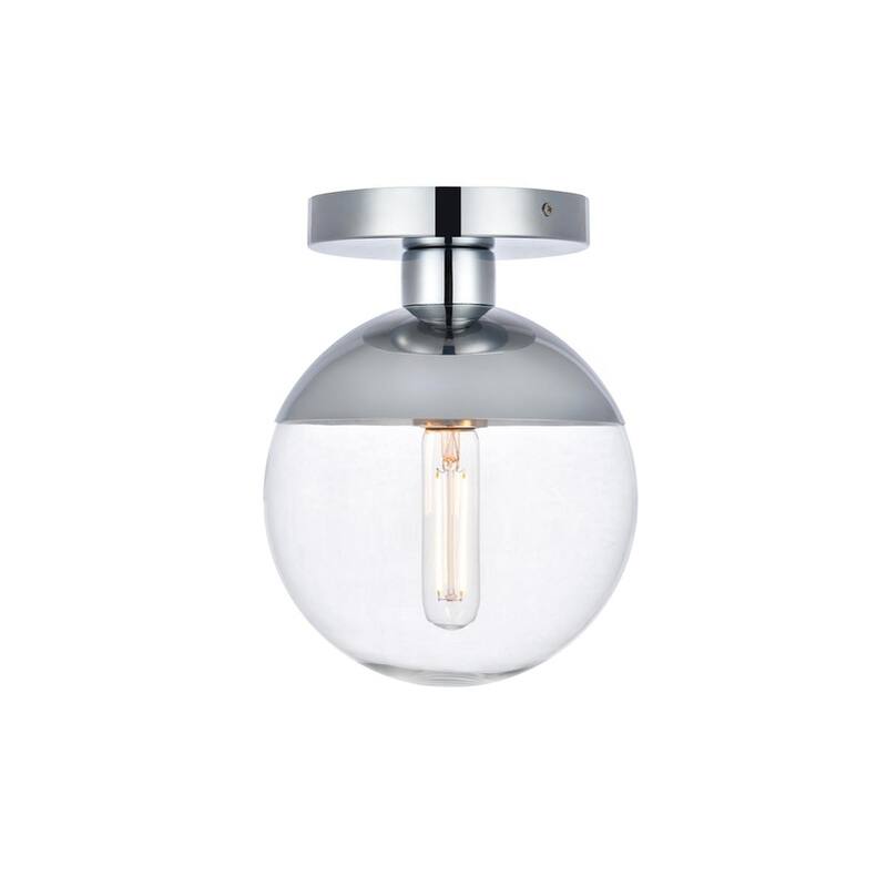 Clear Glass 1-light Flush Mount - CHROME