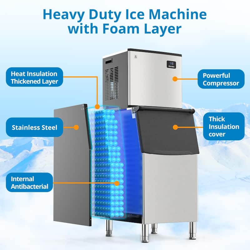 Commercial Ice Maker Machine 350LBS/24H with 220LBS Ice Capacity