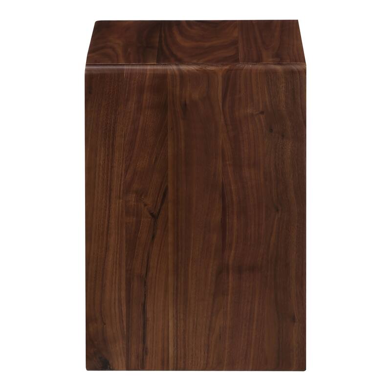 NADAAL STUDIOS Selene C Shaped Accent Table, Solid Walnut, Matte Finish, Rectangular, Brown