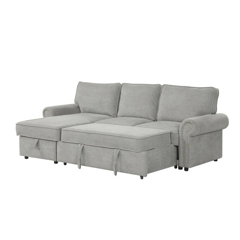 Roomfitters 95" Convertible Sectional Sleeper Sofa L-Shaped Couch with Storage Chaise and Pull Out Bed for Living Room