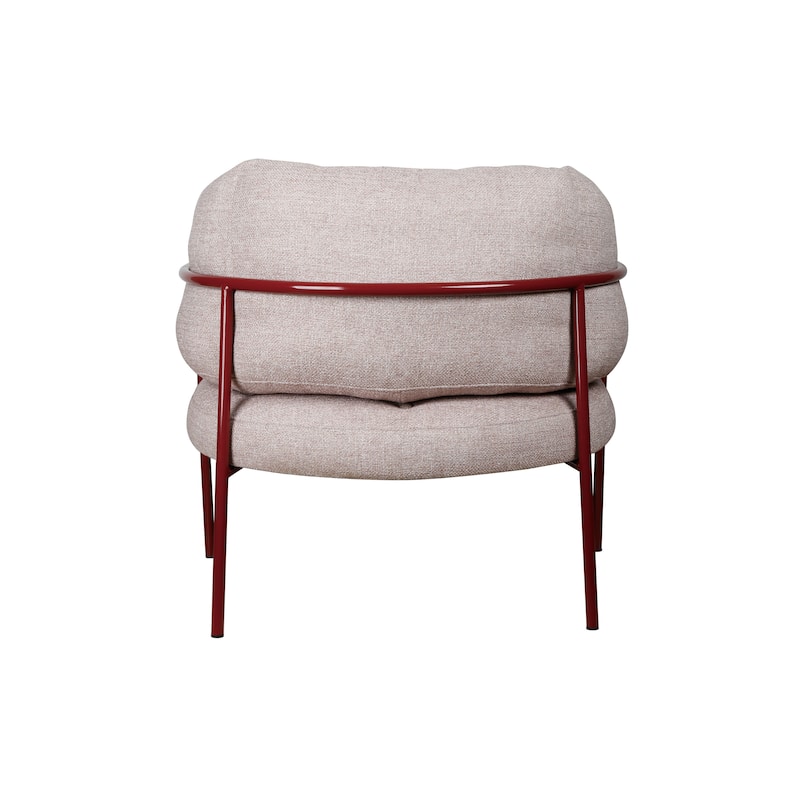Cotton Slub Fabric Upholstered Chair with Powder Coated Metal Legs and Lumbar Pillow - 31.13"L x 34.63"W x 30.75"H