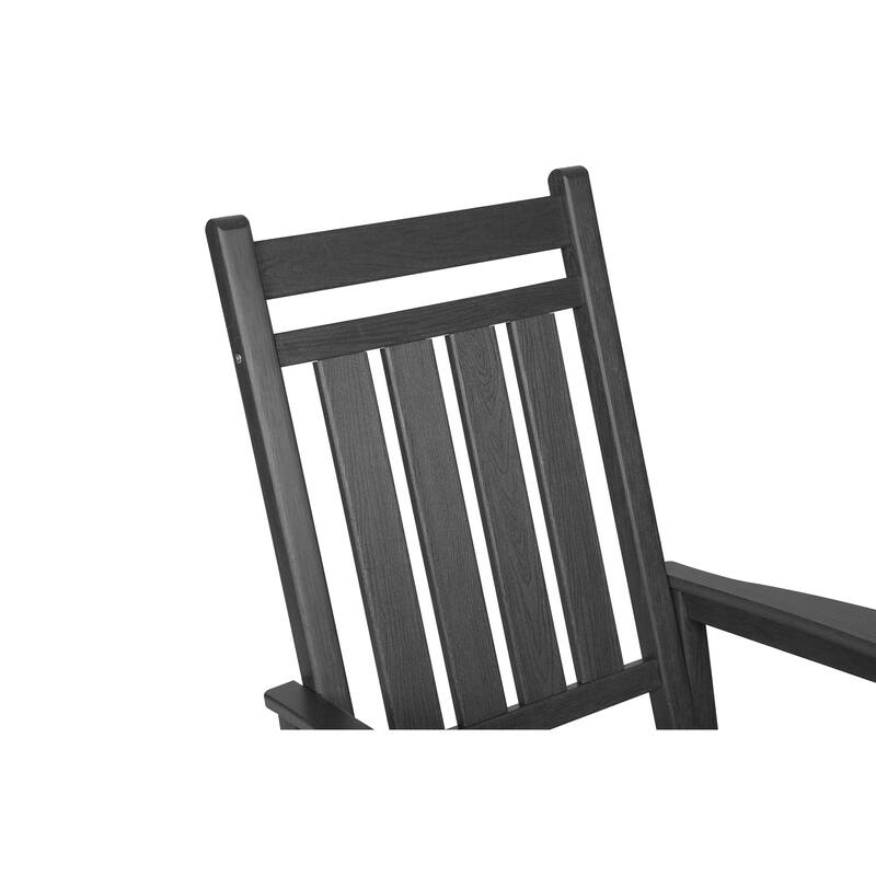 Outdoor Rocking Chair Set with Side Table, 3-Piece Rocking Chair Set with Wood Texture, Black
