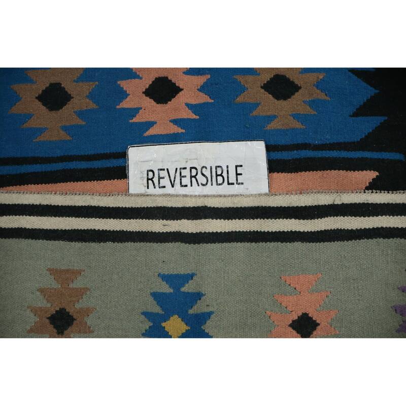 Hand Woven Oriental 100% Wool Carpet Southwestern Tribal Multi-Colored Kilim Area Rug - 10' 0'' X 5' 2''