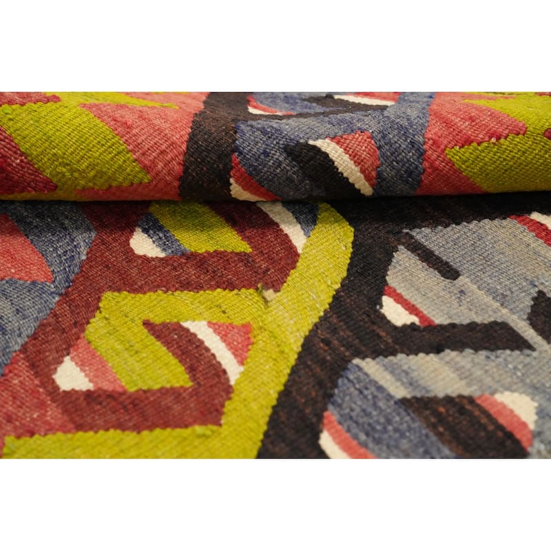 Hand Woven Oriental 100% Wool Carpet Southwestern Tribal Multi-Colored Kilim Area Rug - 10' 5'' X 5' 0''