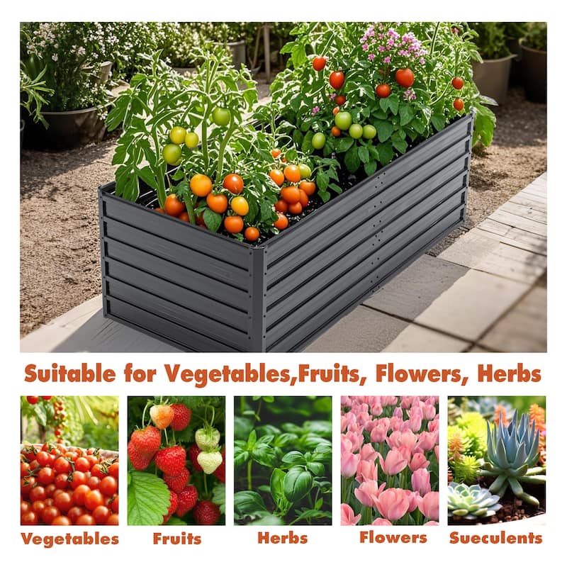 GDFStudio - Olivia Outdoor Galvanized Steel Raised Garden Bed Planter Box