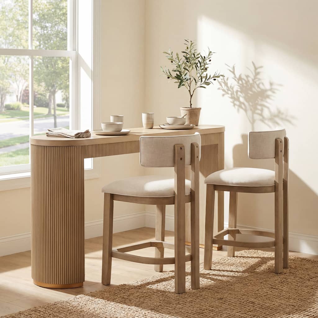Christopher Knight Home - Egan Contemporary 3-Piece Counter Height Dining Set with Upholstered Back Stools and Curved Bar Table