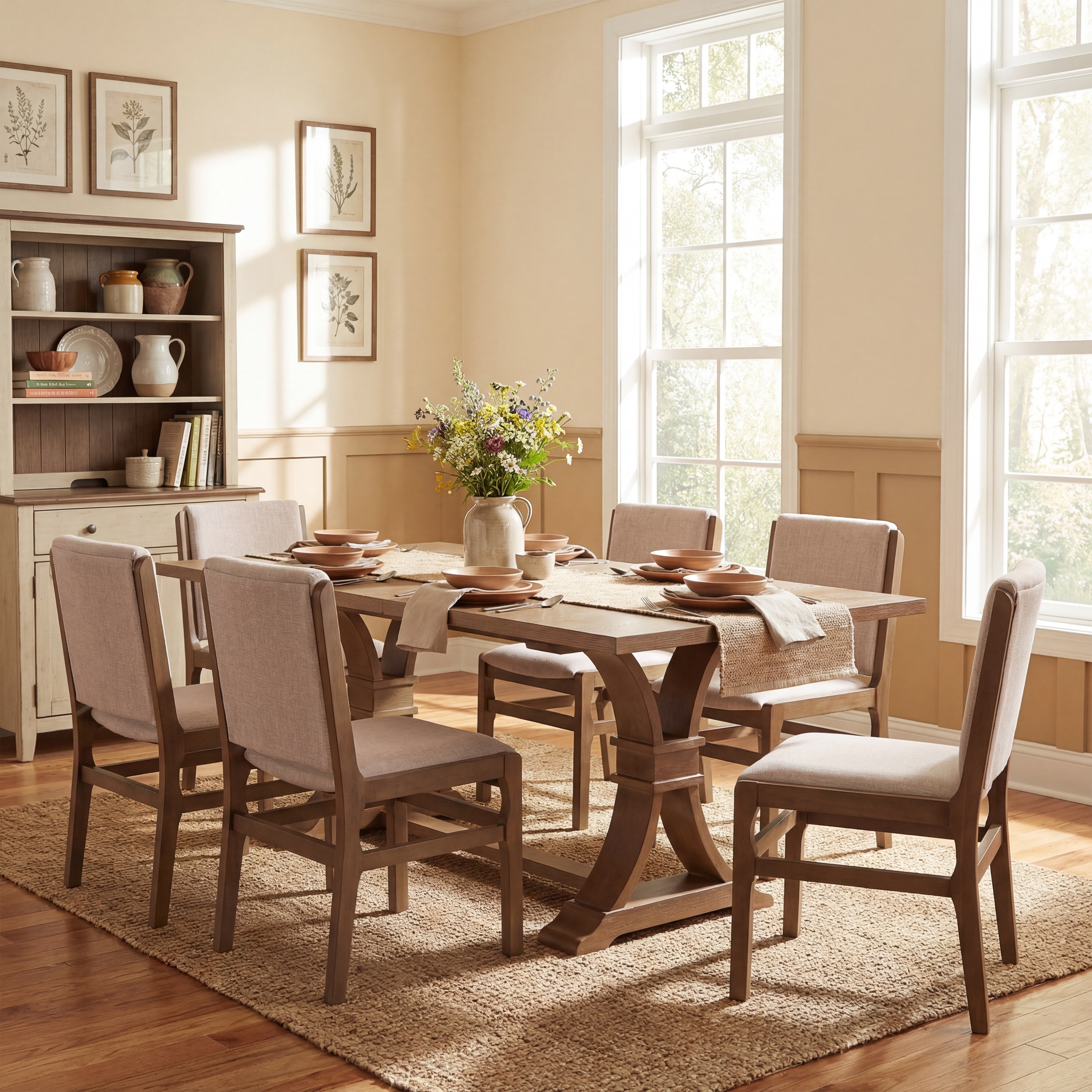 Christopher Knight Home - Rustic Extendable Dining Set with X-Frame Dining Table & Upholstered Armless Dining Chairs