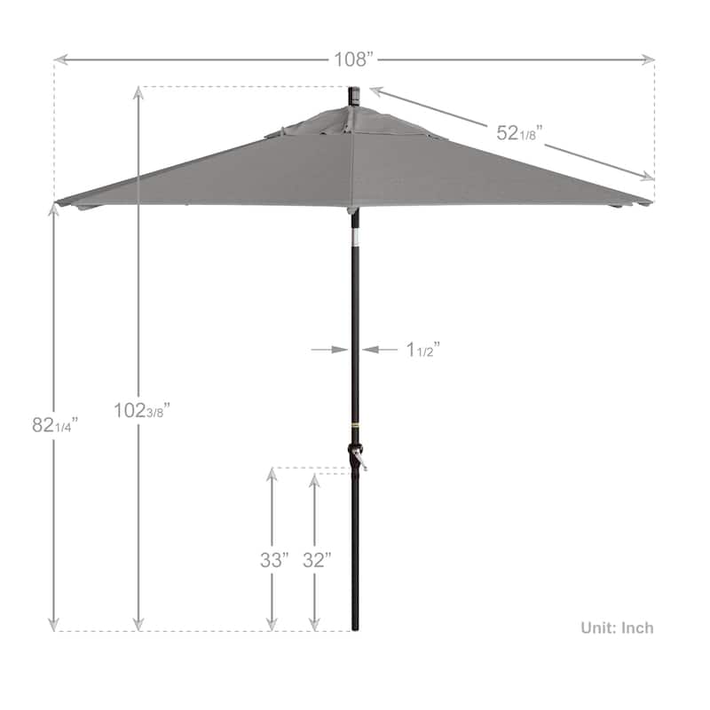 California Umbrella 9' Sunset Series Patio Umbrella Bronze Aluminum Frame and Ribs, Crank Lift Auto Tilt, Sunbrella Cilantro