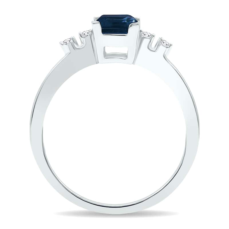 Women's Sapphire and Diamond Sparkle Ring in 10K White Gold