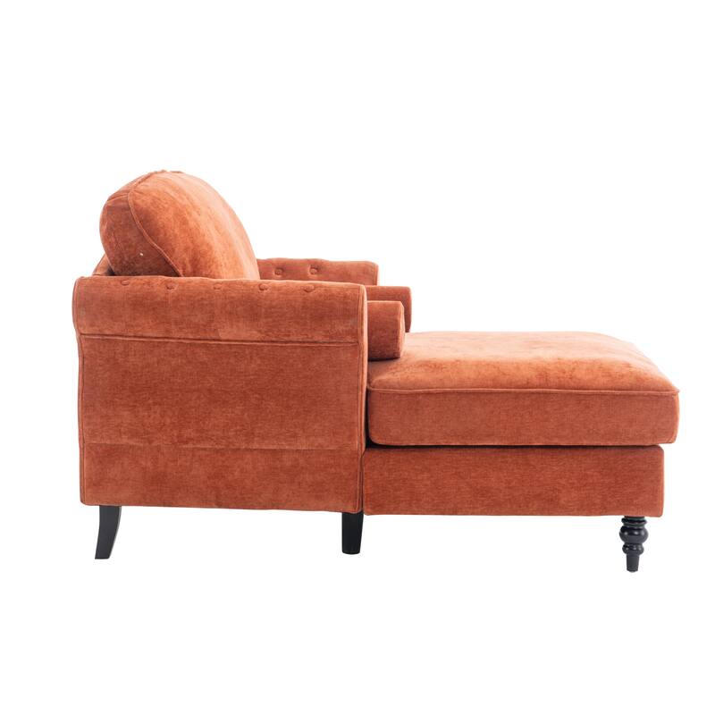 Oversized Chaise Lounge Indoor,Chenille Single Sofa Bed with Wide Seat,Upholstered Lazy Sleeper Armchair,Reading Couch Set