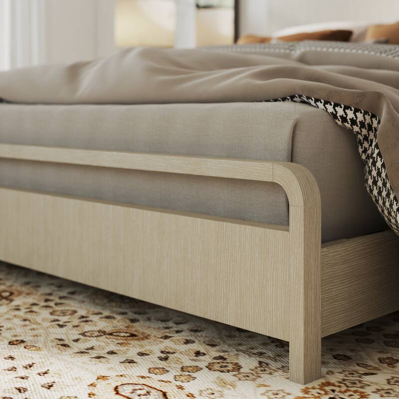 Roundhill Furniture Tavari Wood Panel Bed, Light Gray Finish