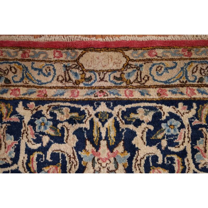 Vegetable Dye Kerman Large Vintage Persian Rug Handmade Wool Carpet - 9'9" x 13'9"