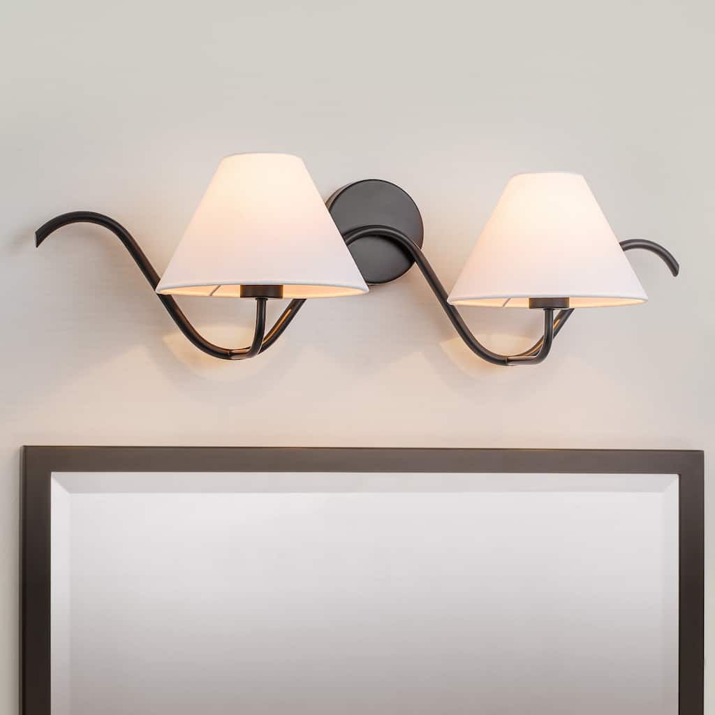 2-Light Modern Minimalist Fabric Wall Sconce for Cozy Bedroom - 2 light