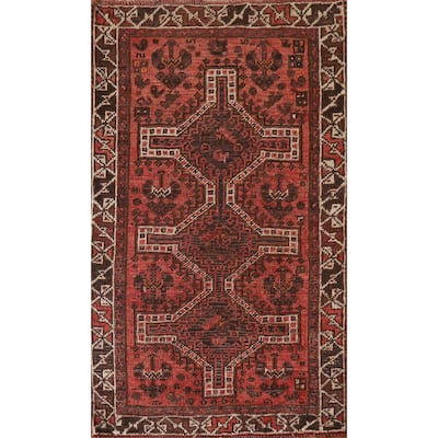 Tribal Orange Qashqai Persian Vintage Area Rug Handmade Wool Carpet - 2'7"x 4'2"