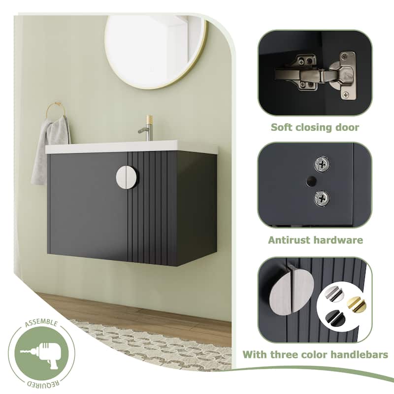 28" Floating Bathroom Vanity with Sink,Wall Mounted Bathroom Vanity with Soft Close Door