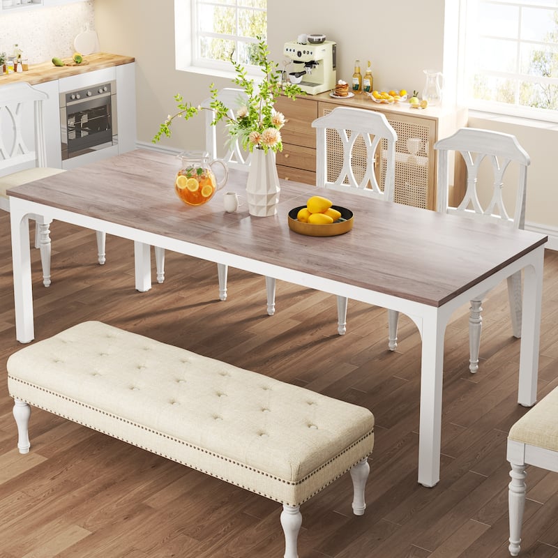 Dining Table for 6-8 Person, 78 inch Long Rectangular Kitchen Dining Table for Living Room - Taupe