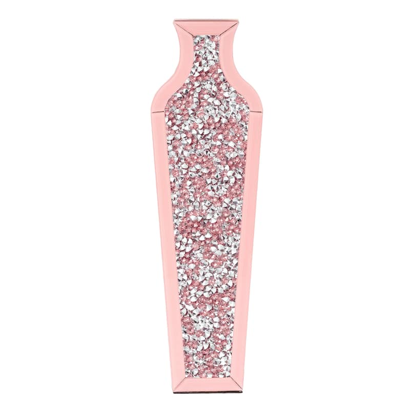 27" Pink Mirrored Glass Floor Vase With Faux Crystals - 4.72