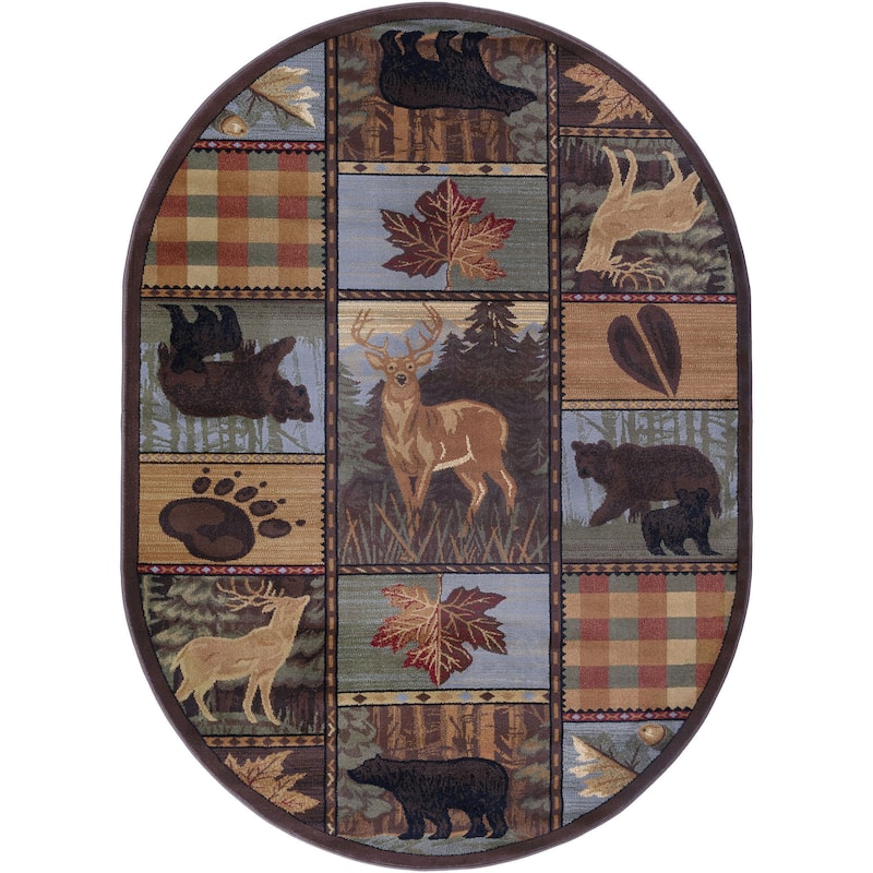 Natural Lodge Novelty Graphic Indoor Area Rug