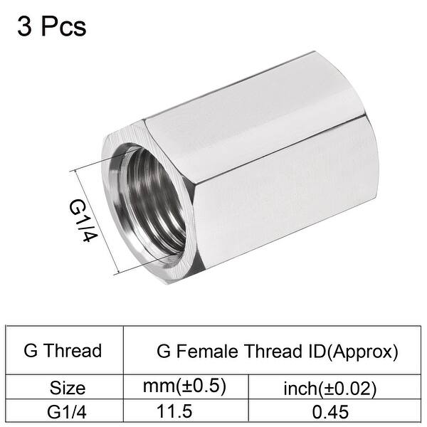 3pcs Hex Pipe Coupling Fitting Female Thread Nickel Plated Connector ...