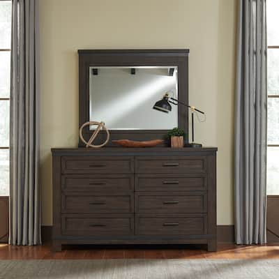Thornwood Hills Rock Beaten Gray with Saw Cuts Dresser & Mirror