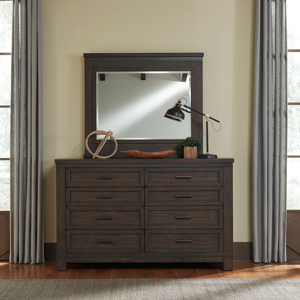 Thornwood Hills Rock Beaten Gray with Saw Cuts Dresser & Mirror