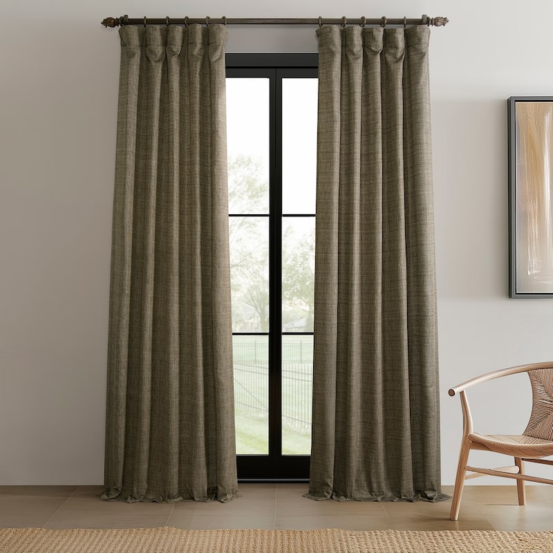 Exclusive Fabrics Raw Linen Weave Light Filtering Curtains for Bedroom & Living Room Curtains Pair - 2 Panel Drapes - 50 X 96 - Dark Grey