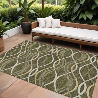 HomeRoots Abstract Transitional Rectangle Outdoor Rug