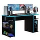 preview thumbnail 17 of 18, Madesa Large Modern Gaming Computer Desk 53 Inch with 5 Shelves Cable Management Student Study Home Office Gamer Desk