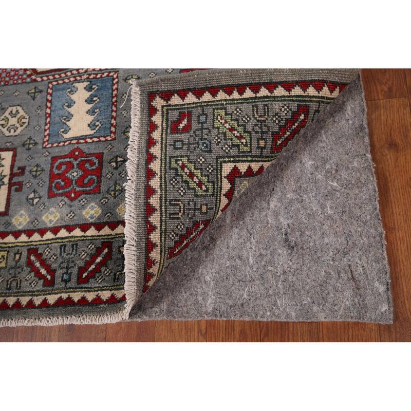 Geometric Kazak Accent Rug Hand-Knotted Wool Carpet - 3'4" x 4'10"