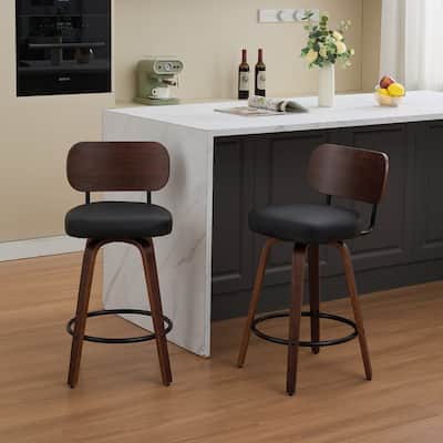 Swivel Bar Stools Set of 2,Mid Century Modern Bar Chairs Island Stools for Kitchen Counter