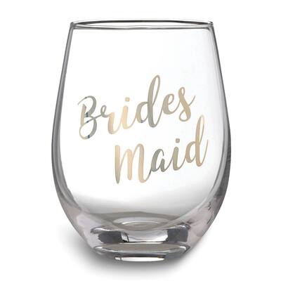 Curata Lillian Rose Gold-Tone Bridesmaid Stemless Wine Glass