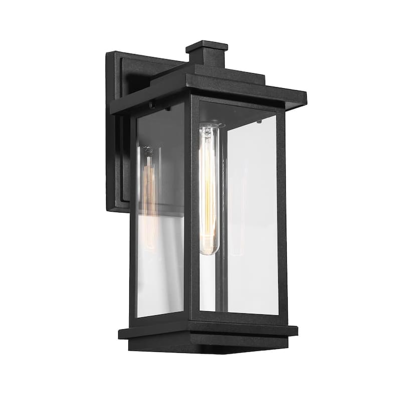 Modern Farmhouse Black 1-Light Outdoor Wall Sconces Glass Patio Lantern