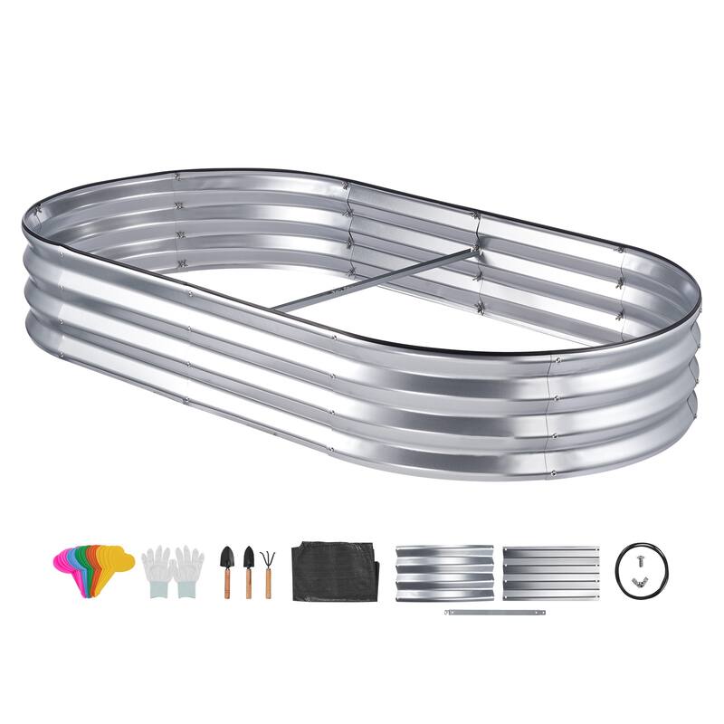 Customizable Raised Garden Bed with Gloves, Safety Edging for Drainage