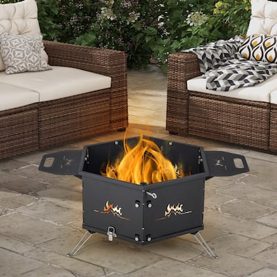 Portable Charcoal Grill Stove w/ Rotatable Grill Foldable Body & Legs