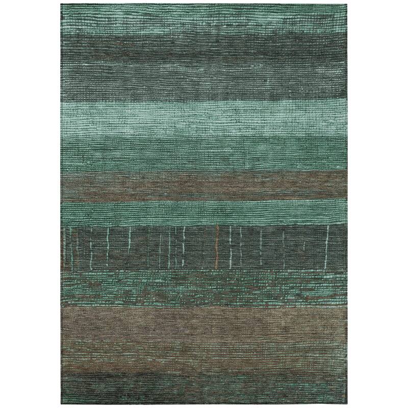 HomeRoots Striped Transitional Rectangle Outdoor Rug
