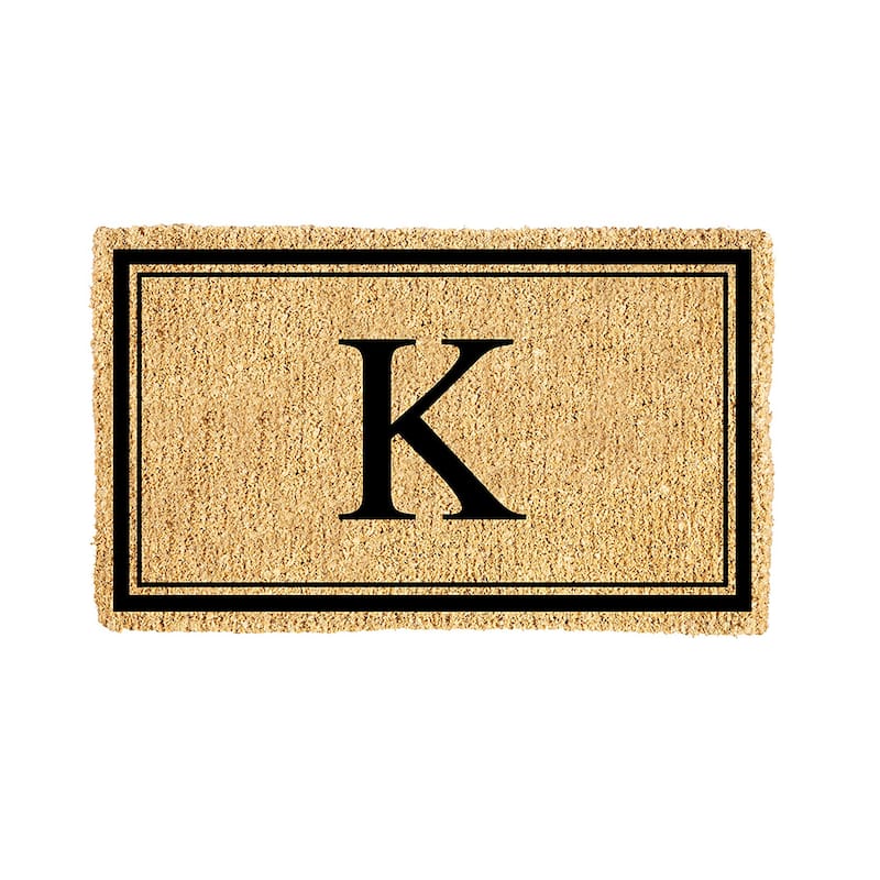 28 in. x 16 in. Monogram Coir Mat, Letter "K"
