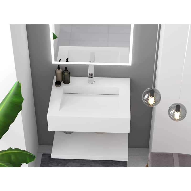 Pyramid Solid Surface Wall-Mounted Bathroom Sink
