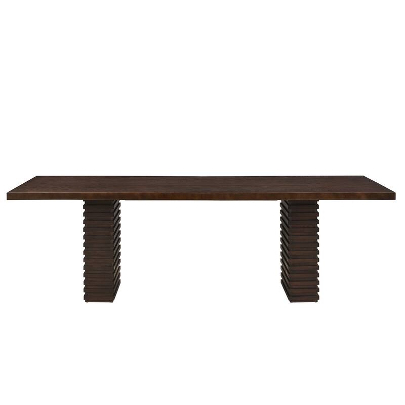 95-Inch Wood Dining Table with Double Pedestal Base, Seats 8-10
