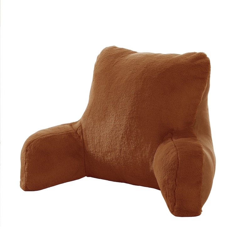 Home Soft Things FauxFur Bedrest Reading Pillow - 20" x 18" x 17" - Umber