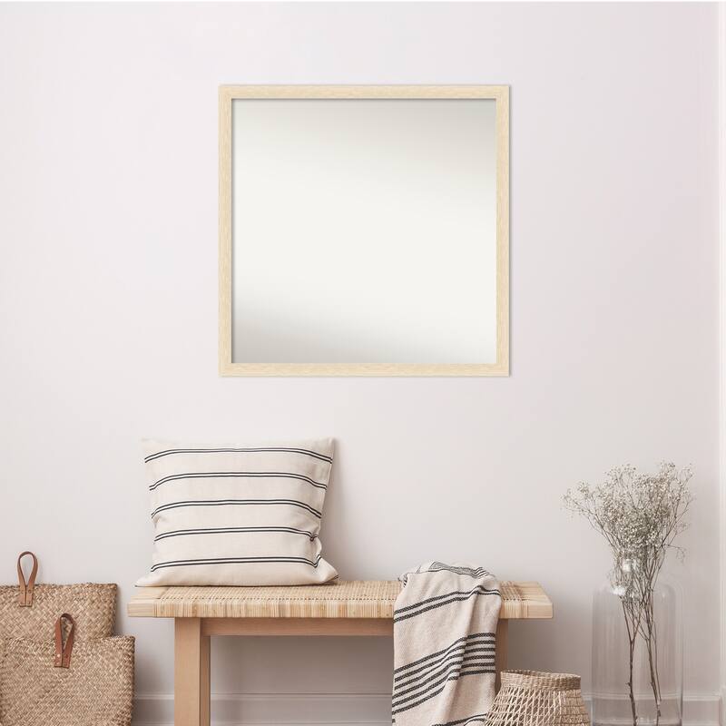 Woodgrain Stripe Non-Beveled Wood Framed Wall Mirror