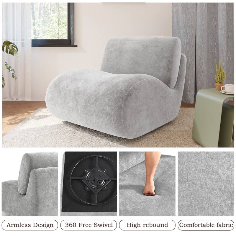 33'' W Swivel Armless Sponge Filling Bean Bag Accent Chair Lounger