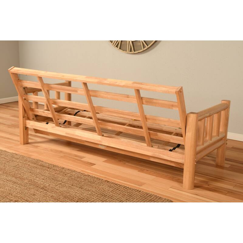 Somette Lodge Storage Futon Set in Natural Finish with Suede Mattress