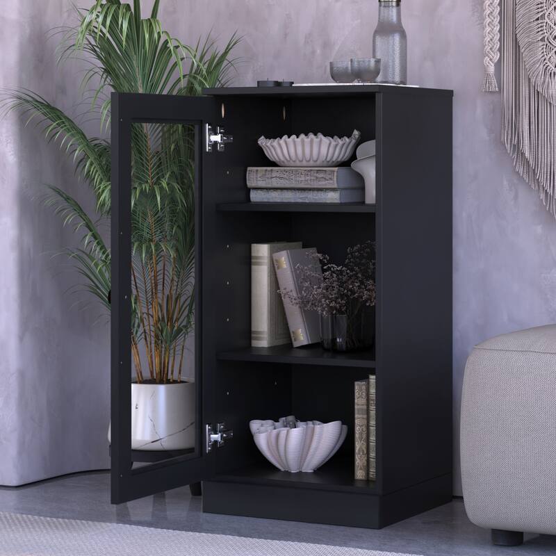 Palace Imports 100% Solid Wood 3-Shelf Bookcase with Clear Glass Door and Adjustable Shelves