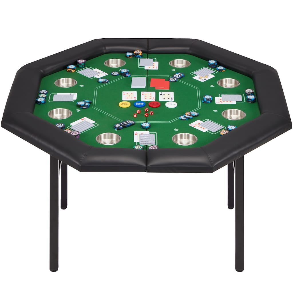 AVAWING 8-Player Poker Table Foldable Casino Leisure Octagon Gaming Table