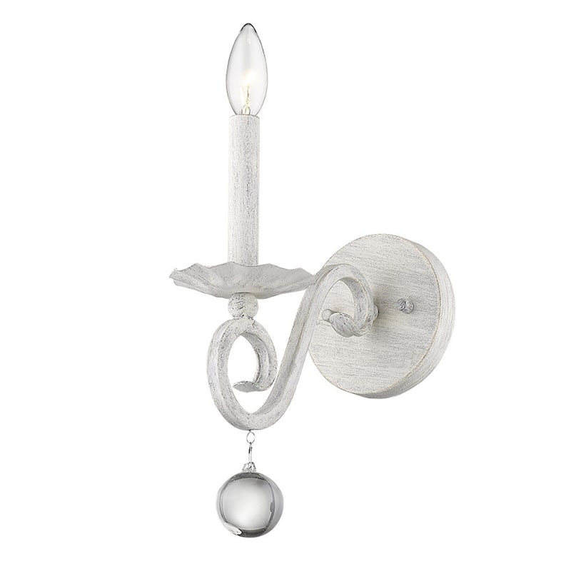 Modern Farmhouse White Wall Sconce with Clear Crystal Accent Metal Flush Mount Light Fixture - 12.25" H x 5" W x 9.5" D