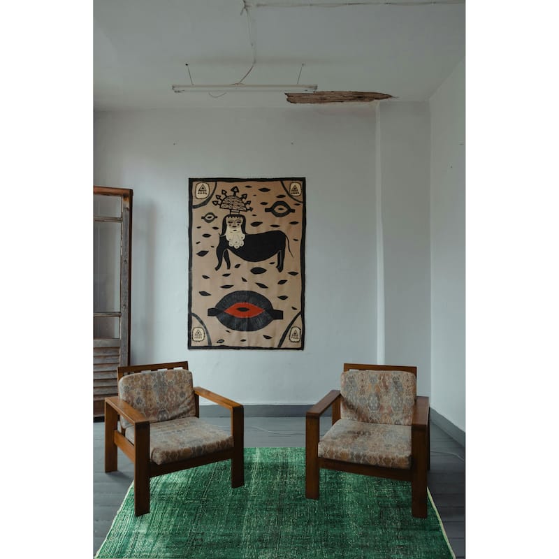 ECARPETGALLERY Hand-knotted Color Transition Green Wool Rug - 4'11 x 5'7