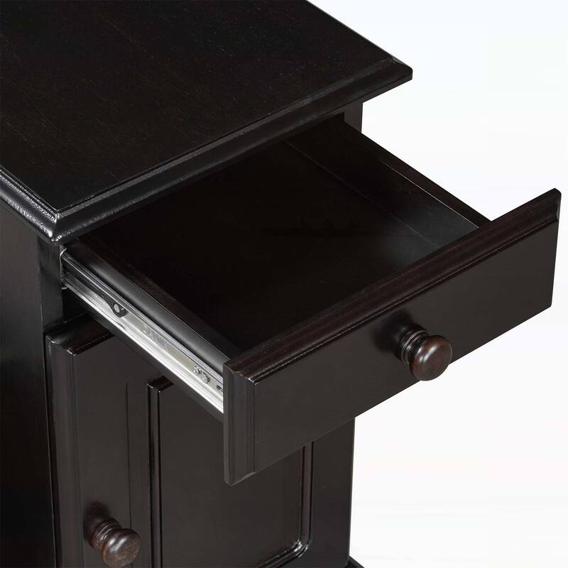 Vintage Side Table Flip Top with Flip Top,USB Ports,Multifunctional Drawer,Bookshelf for Living Room