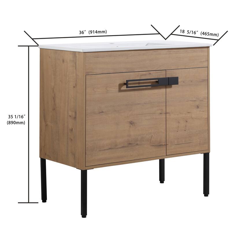 ARTCHIRLY 24/30/36 Inch Bathroom Vanity with Sink, Floating or Freestanding Bathroom Vanity with Soft Close Door and Shelf