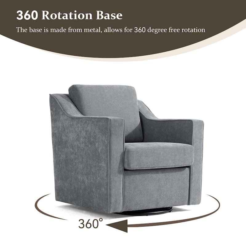 Chenille/Leather Swivel Barrel Chair(Set of 2) Modern Club Chair by UIXE