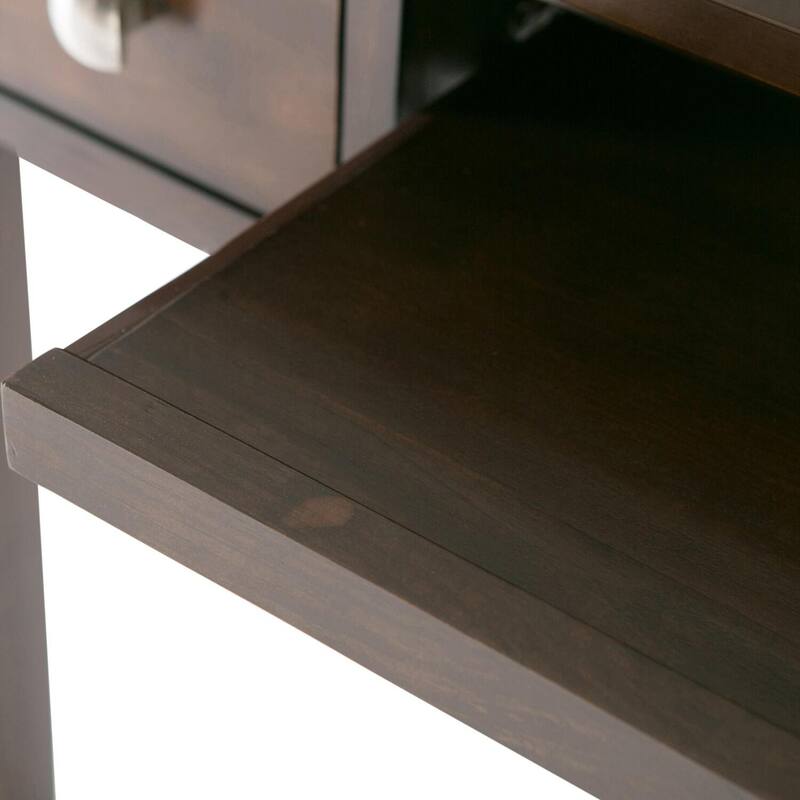 Writing Desk - Dark Tobacco Brown - Solid Pine Wood - Keyboard Tray & Drawers - 20"L x 47"W